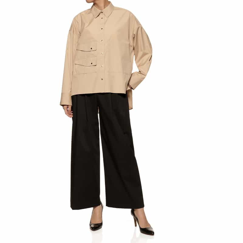 BARNEYS NEW YORK ウォッシャブルオーバーサイズシャツ BEIGE