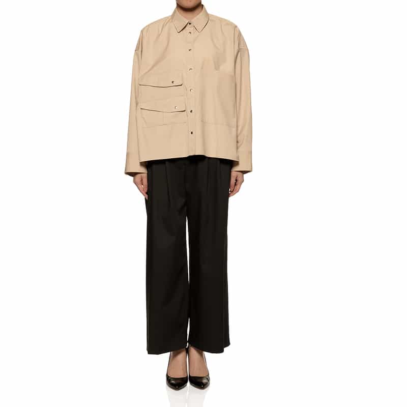 BARNEYS NEW YORK ウォッシャブルオーバーサイズシャツ BEIGE