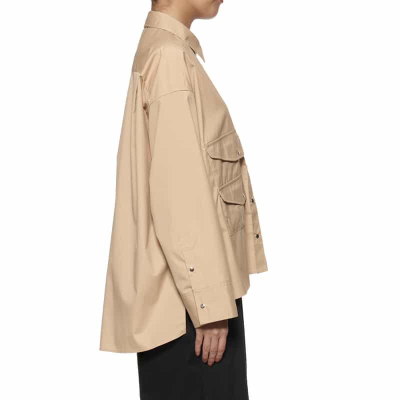 BARNEYS NEW YORK ウォッシャブルオーバーサイズシャツ BEIGE