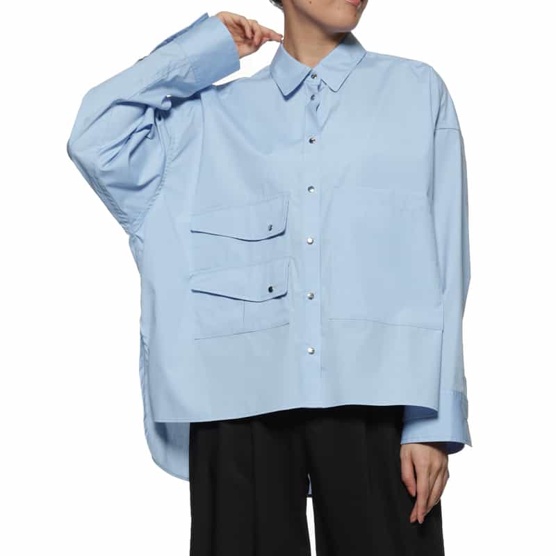 BARNEYS NEW YORK ウォッシャブルオーバーサイズシャツ BLUE
