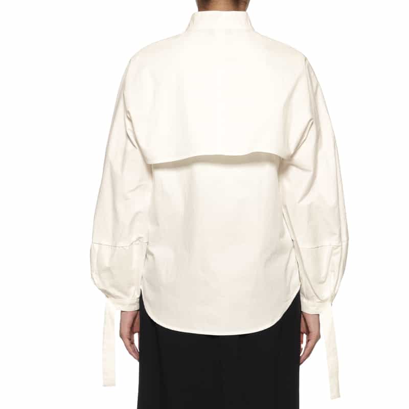 BARNEYS NEW YORK バンドカラー ドッキングシャツ WHITE