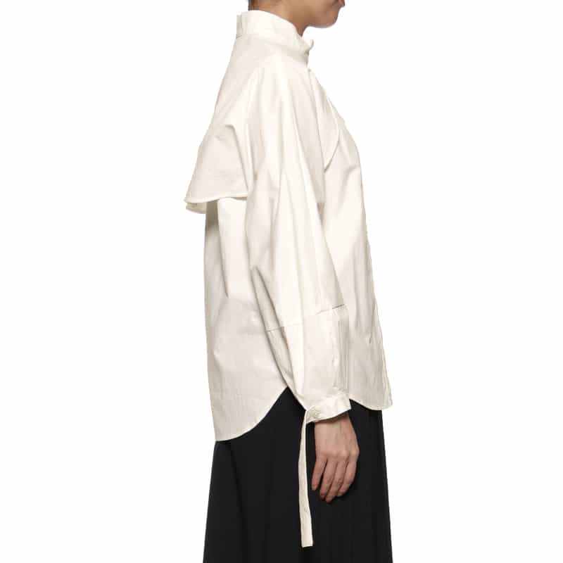 BARNEYS NEW YORK バンドカラー ドッキングシャツ WHITE