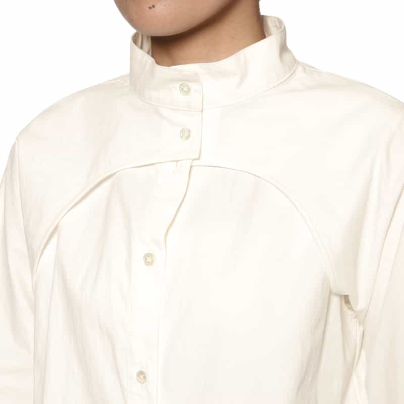 BARNEYS NEW YORK バンドカラー ドッキングシャツ WHITE