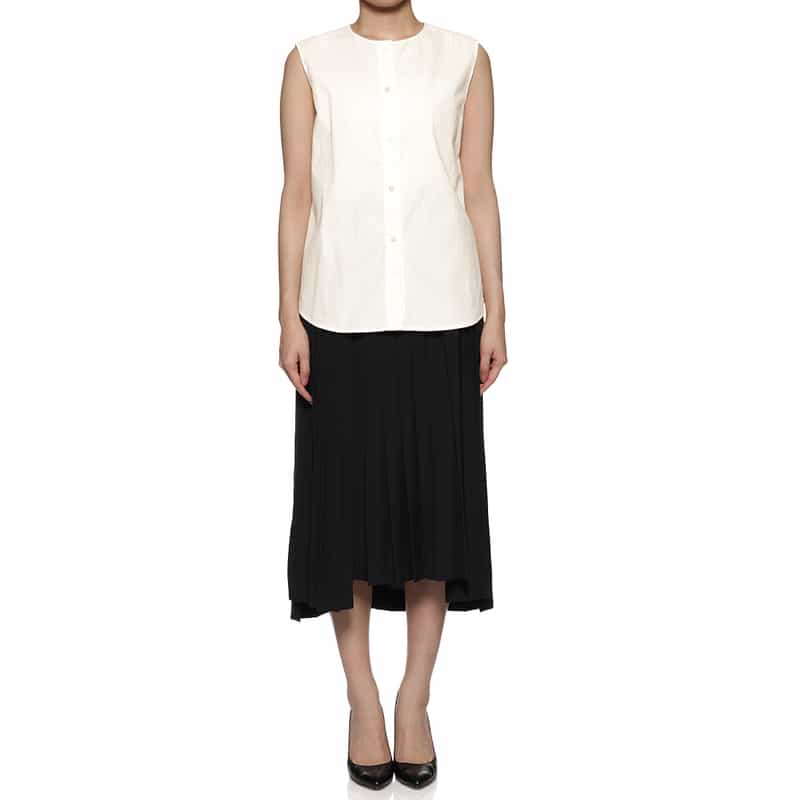 BARNEYS NEW YORK バンドカラー ドッキングシャツ WHITE