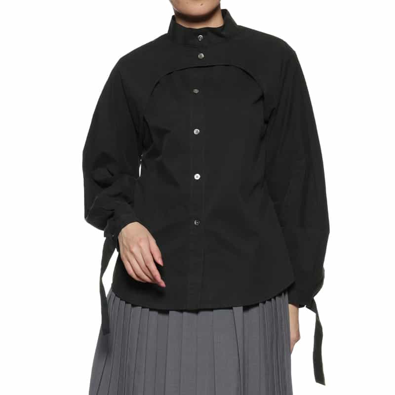 BARNEYS NEW YORK バンドカラー ドッキングシャツ BLACK