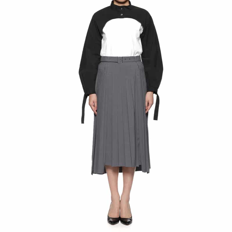 BARNEYS NEW YORK バンドカラー ドッキングシャツ BLACK