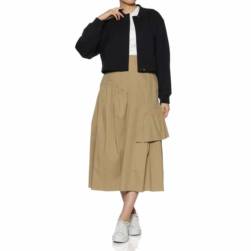 BARNEYS NEW YORK ウォッシャブル ティアードスカート BROWN