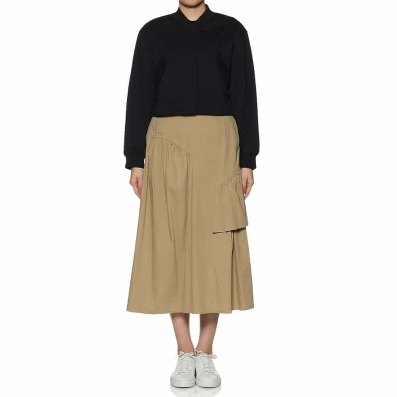 BARNEYS NEW YORK ウォッシャブル ティアードスカート BROWN