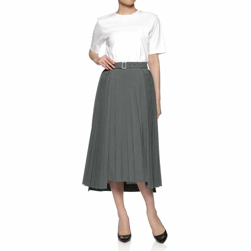 BARNEYS NEW YORK サイドファスナー プリーツスカート GRAY