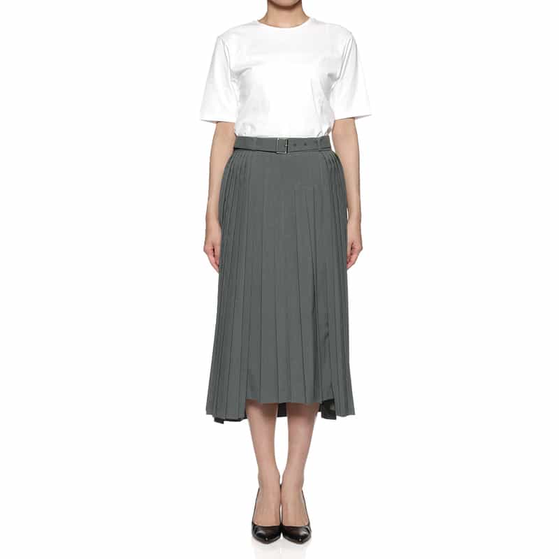 BARNEYS NEW YORK サイドファスナー プリーツスカート GRAY
