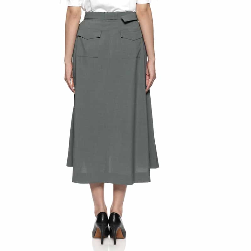 BARNEYS NEW YORK サイドファスナー プリーツスカート GRAY