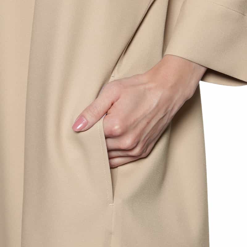 BARNEYS NEW YORK ウォッシャブル パールボタンドレープヘムドレス BEIGE