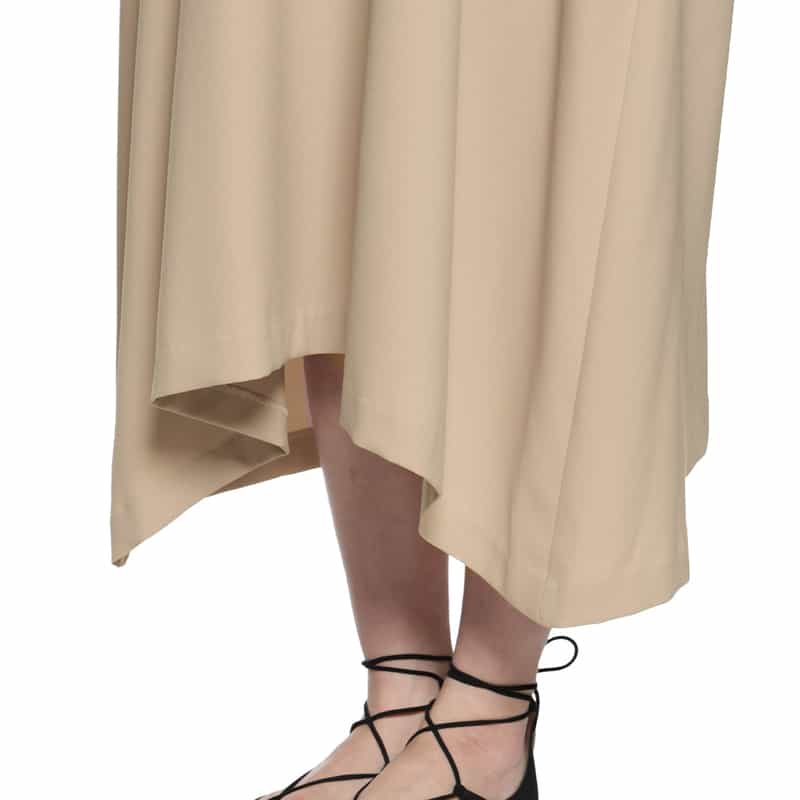 BARNEYS NEW YORK ウォッシャブル パールボタンドレープヘムドレス BEIGE