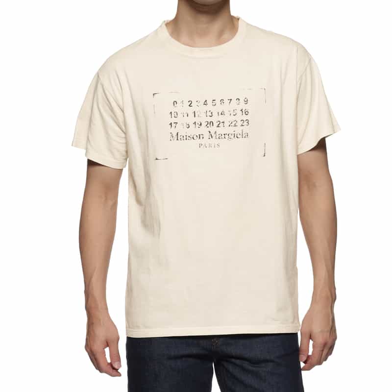 MAISON MARGIELA スタンプロゴ プリントTシャツ IVORY