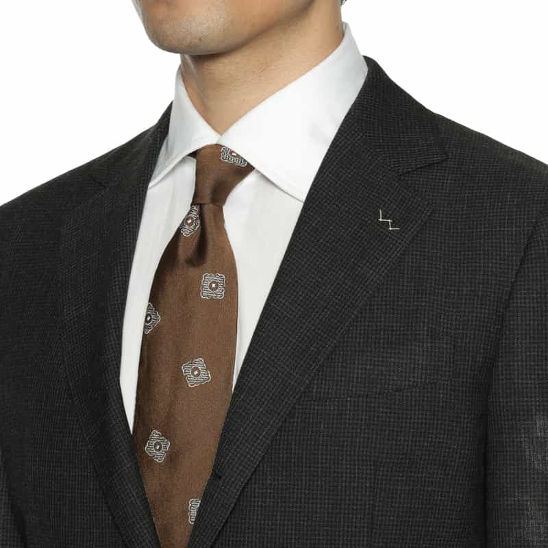 BARNEYS NEW YORK マイクロ千鳥柄スーツ "MADISON" DARK GRAY