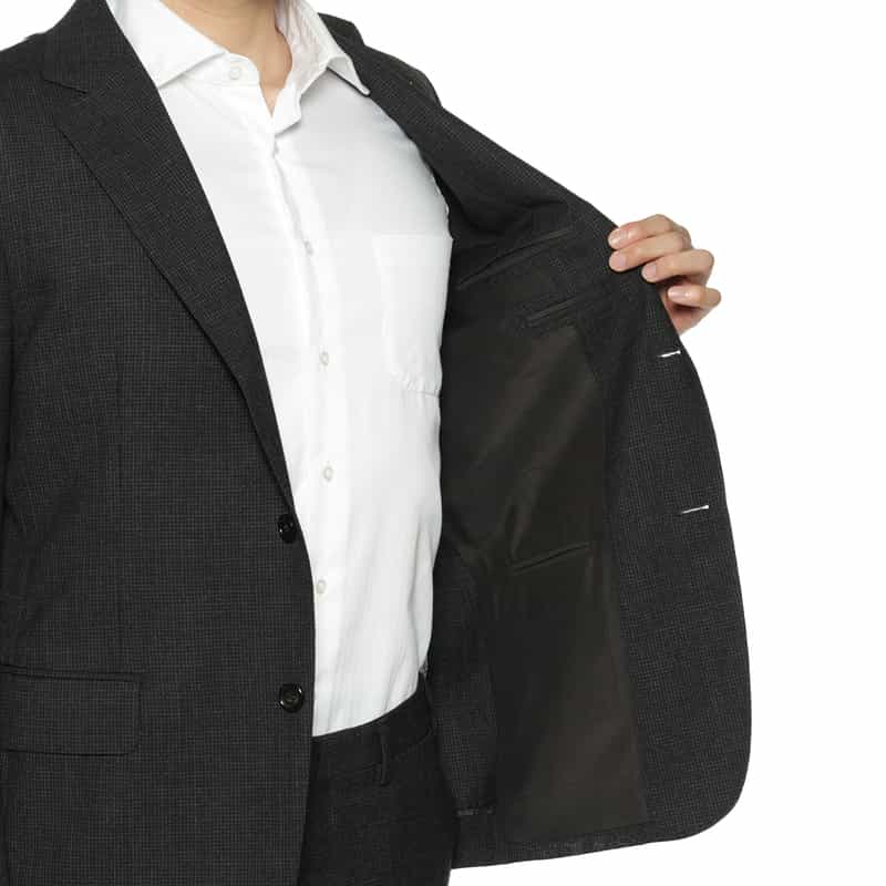 BARNEYS NEW YORK マイクロ千鳥柄スーツ "MADISON" DARK GRAY