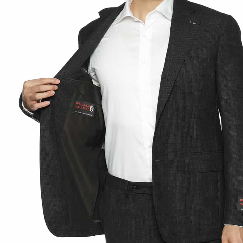 BARNEYS NEW YORK マイクロ千鳥柄スーツ "MADISON" DARK GRAY