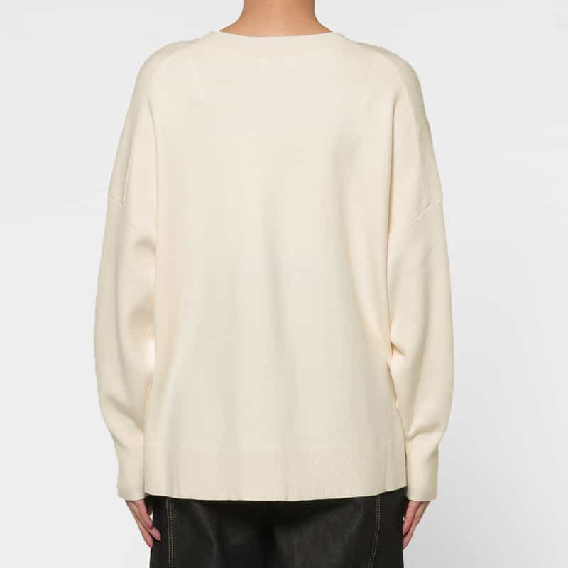 BARNEYS NEW YORK ウォッシャブル Vネックニットプルオーバー IVORY