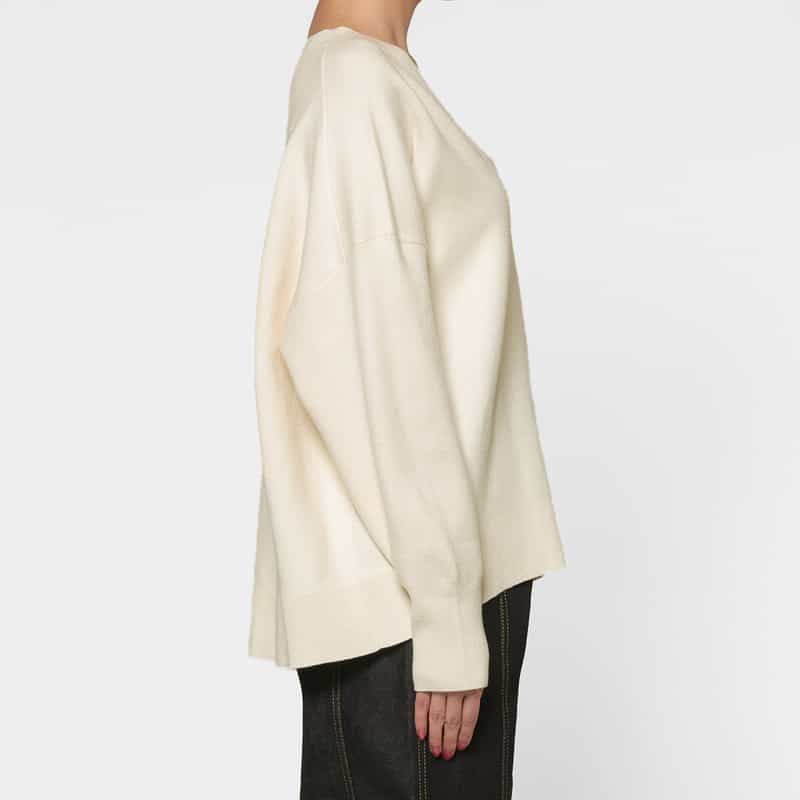 BARNEYS NEW YORK ウォッシャブル Vネックニットプルオーバー IVORY