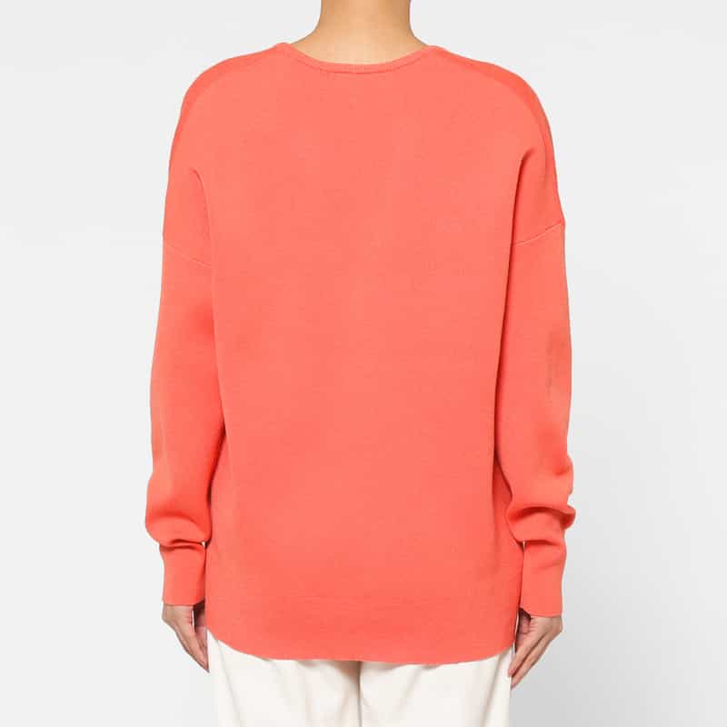 BARNEYS NEW YORK ウォッシャブル Vネックニットプルオーバー CORAL
