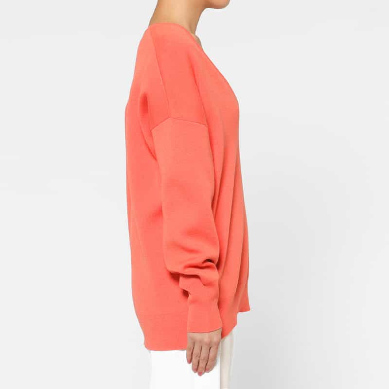 BARNEYS NEW YORK ウォッシャブル Vネックニットプルオーバー CORAL