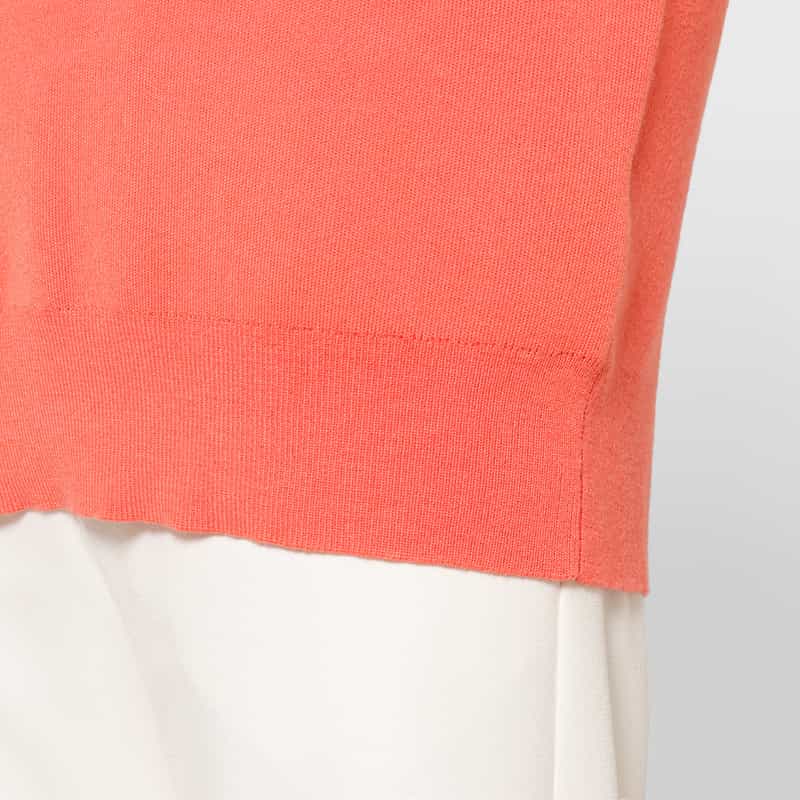 BARNEYS NEW YORK ウォッシャブル Vネックニットプルオーバー CORAL