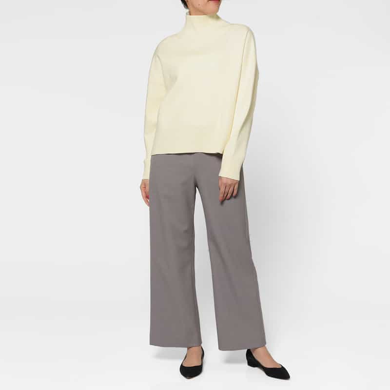 BARNEYS NEW YORK ウォッシャブル ハイネックニットプルオーバー OFF WHITE