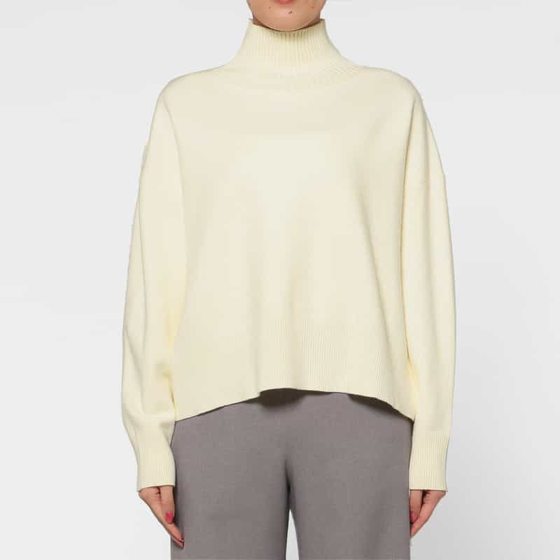 BARNEYS NEW YORK ウォッシャブル ハイネックニットプルオーバー OFF WHITE