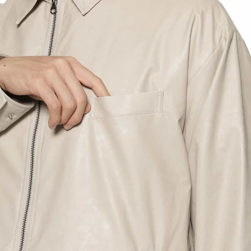 BARNEYS NEW YORK フェイクレザー ブルゾン IVORY