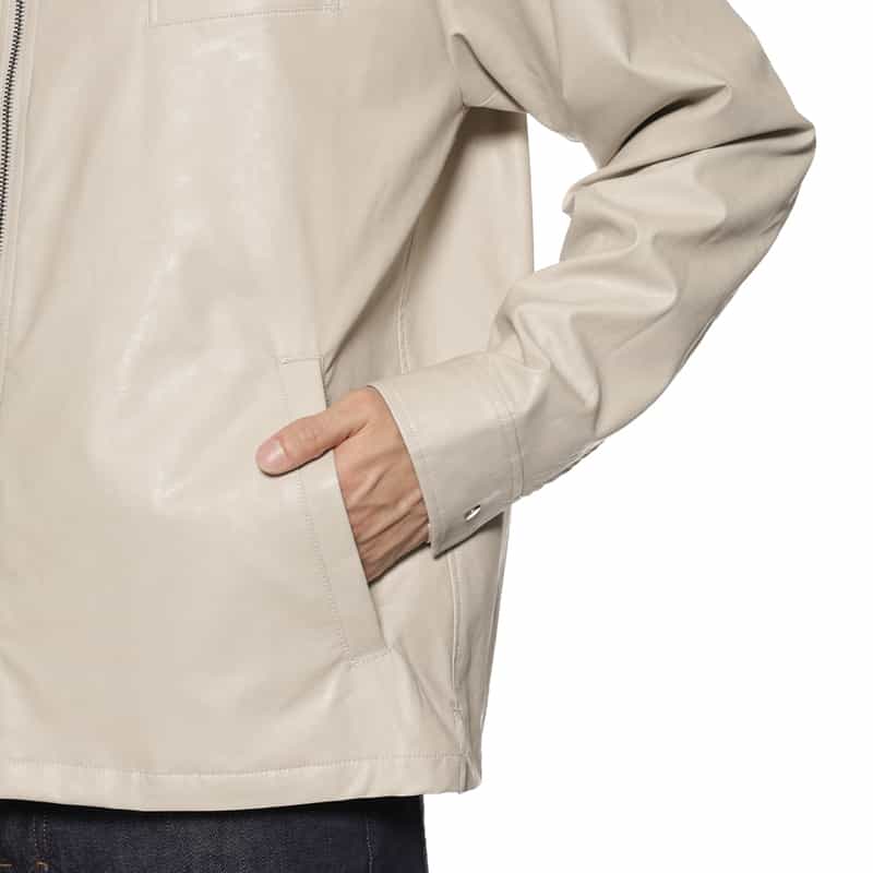 BARNEYS NEW YORK フェイクレザー ブルゾン IVORY