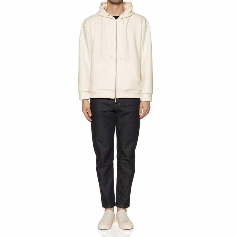 BARNEYS NEW YORK ダンボールニット素材ジップアップパーカ WHITE