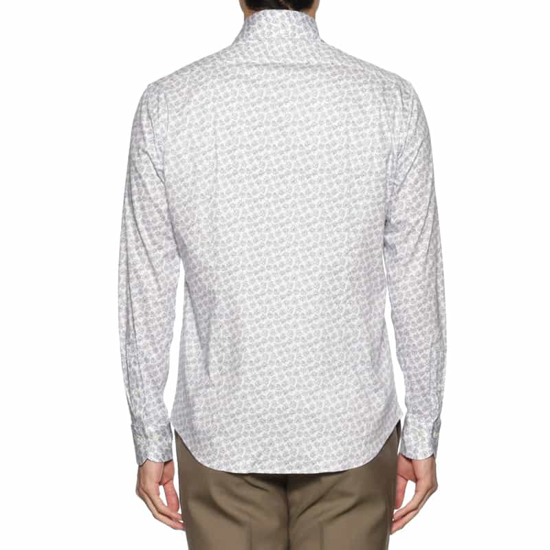 BARNEYS NEW YORK プリント カッタウェイカラーシャツ WHITE