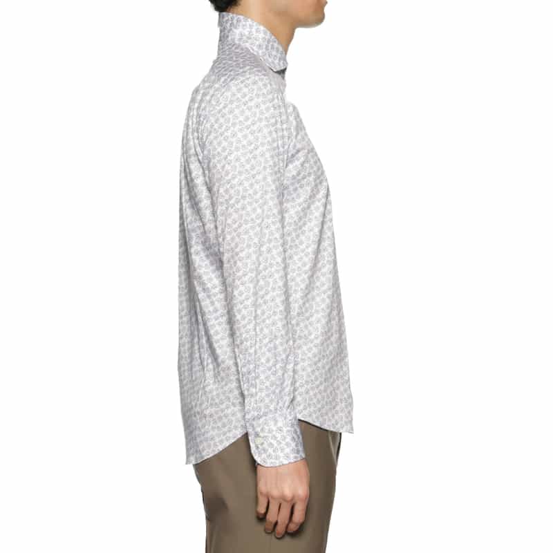 BARNEYS NEW YORK プリント カッタウェイカラーシャツ WHITE