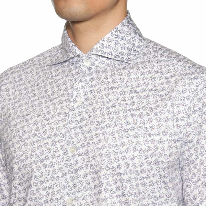 BARNEYS NEW YORK プリント カッタウェイカラーシャツ WHITE