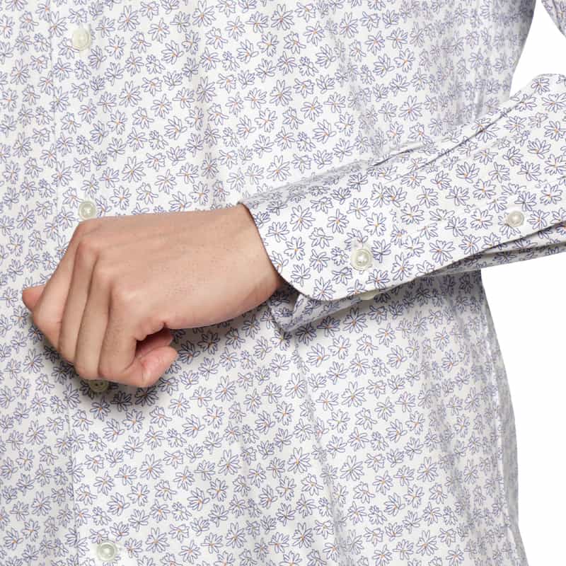 BARNEYS NEW YORK プリント カッタウェイカラーシャツ WHITE