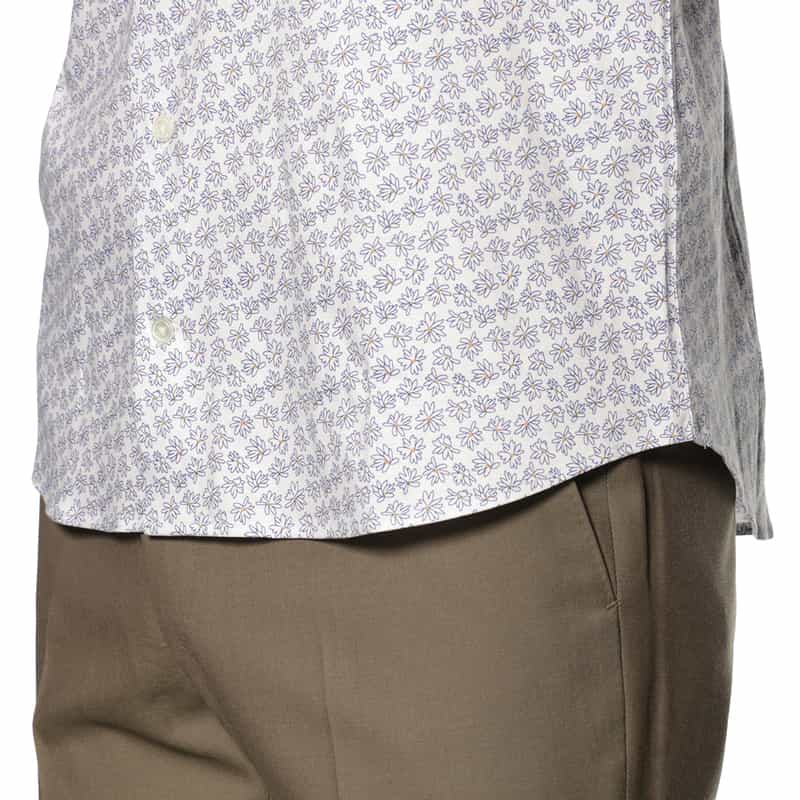 BARNEYS NEW YORK プリント カッタウェイカラーシャツ WHITE