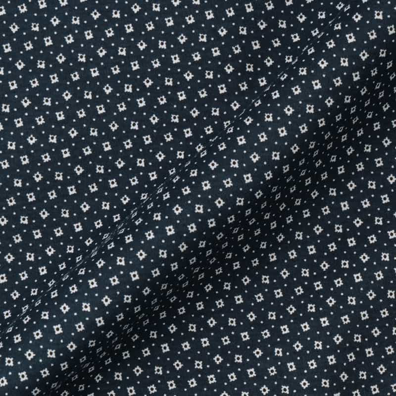 BARNEYS NEW YORK プリント カッタウェイカラーシャツ NAVY