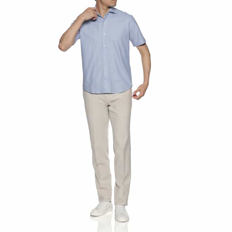 BARNEYS NEW YORK ストレッチ素材 カッタウェイカラーシャツ LIGHT BLUE