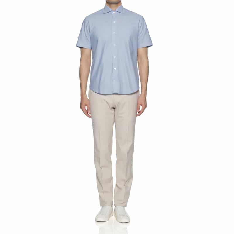 BARNEYS NEW YORK ストレッチ素材 カッタウェイカラーシャツ LIGHT BLUE