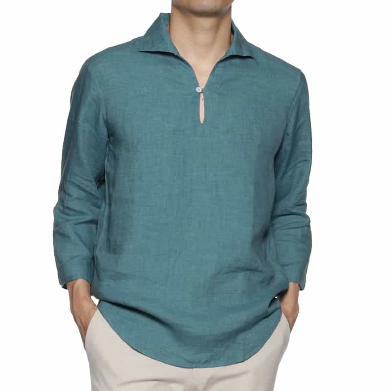 BARNEYS NEW YORK リネン素材カプリシャツ BLUE