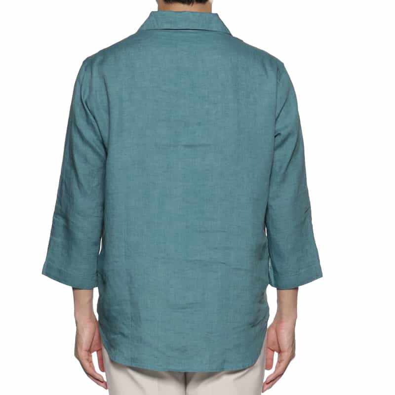 BARNEYS NEW YORK リネン素材カプリシャツ BLUE