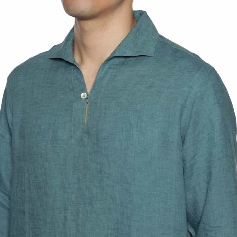 BARNEYS NEW YORK リネン素材カプリシャツ BLUE