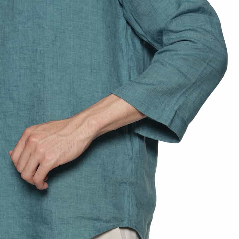 BARNEYS NEW YORK リネン素材カプリシャツ BLUE