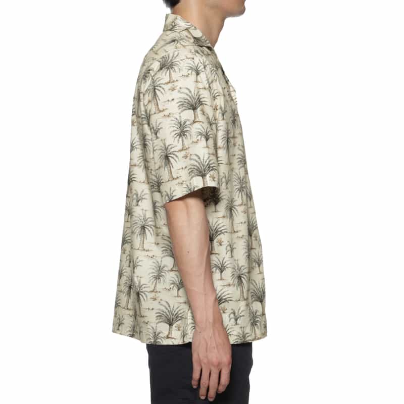 BARNEYS NEW YORK パームツリー柄オープンカラーシャツ WHITE