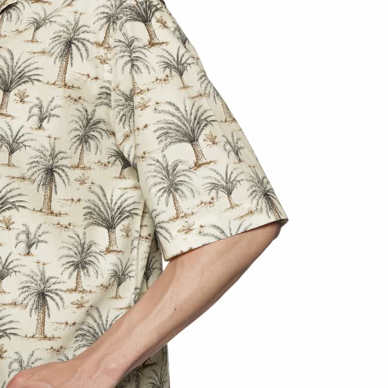 BARNEYS NEW YORK パームツリー柄オープンカラーシャツ WHITE