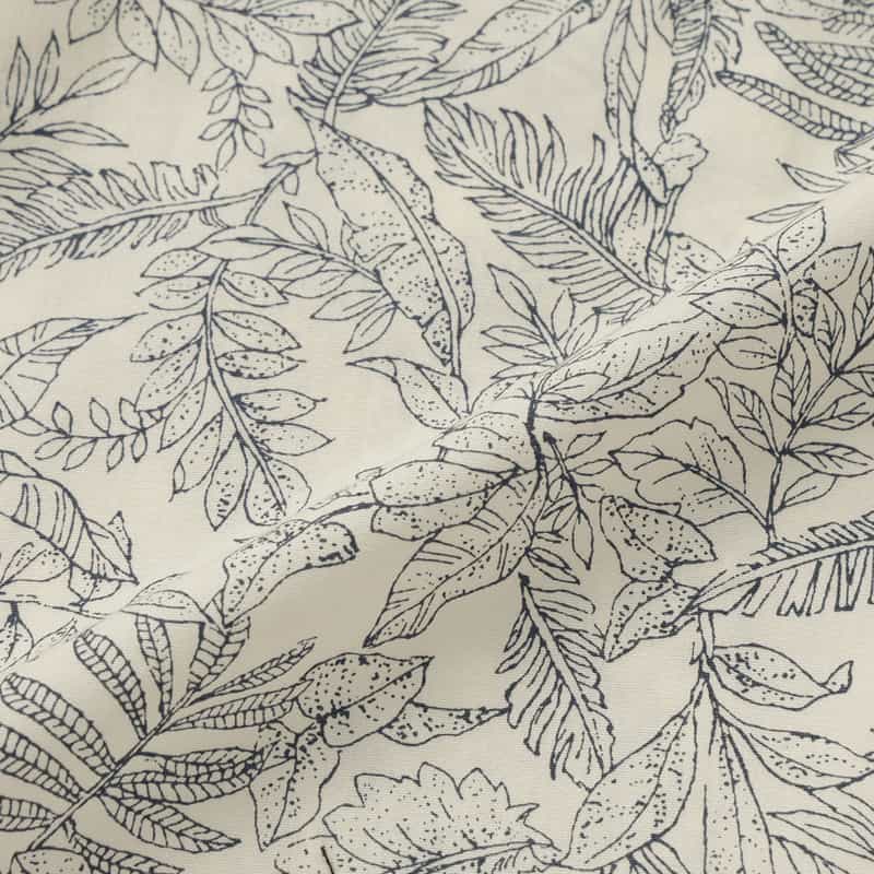 BARNEYS NEW YORK リーフ柄オープンカラーシャツ WHITE