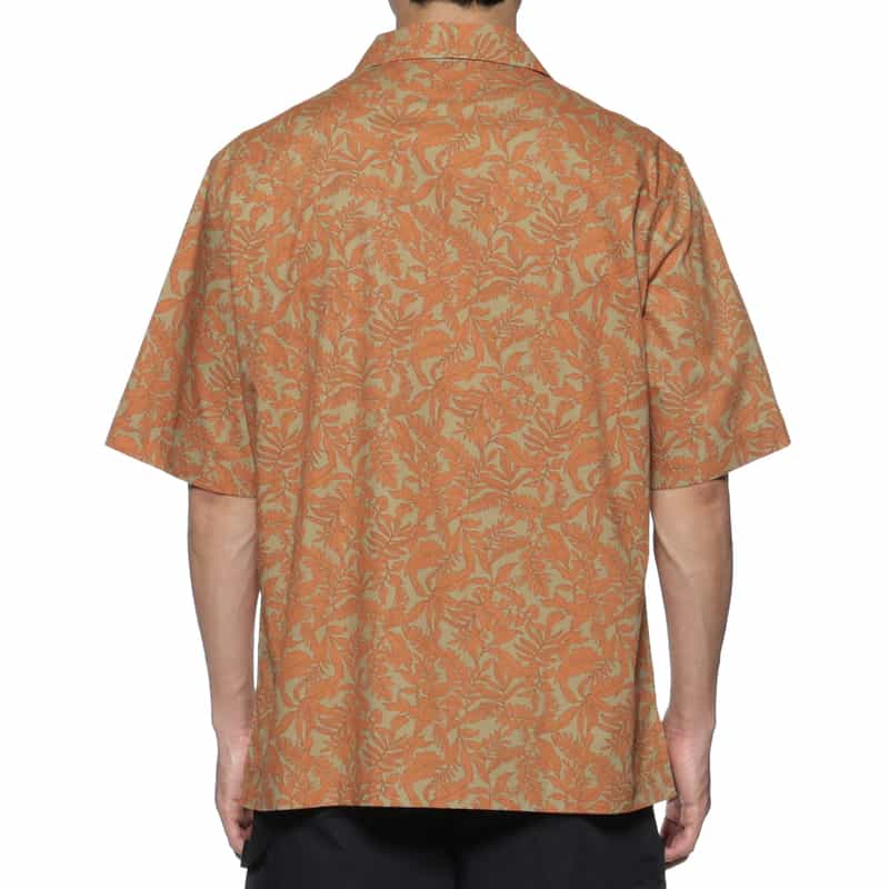 BARNEYS NEW YORK リーフ柄オープンカラーシャツ ORANGE