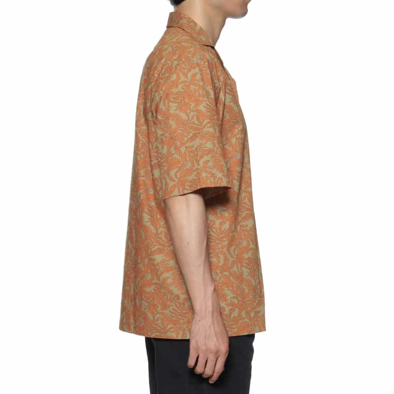 BARNEYS NEW YORK リーフ柄オープンカラーシャツ ORANGE