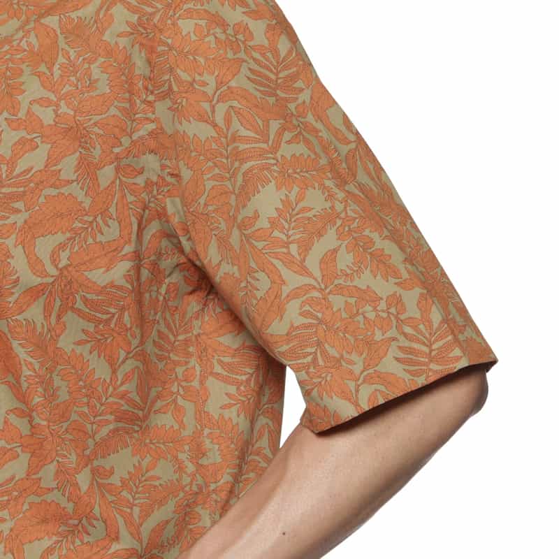 BARNEYS NEW YORK リーフ柄オープンカラーシャツ ORANGE