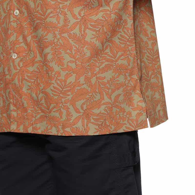 BARNEYS NEW YORK リーフ柄オープンカラーシャツ ORANGE